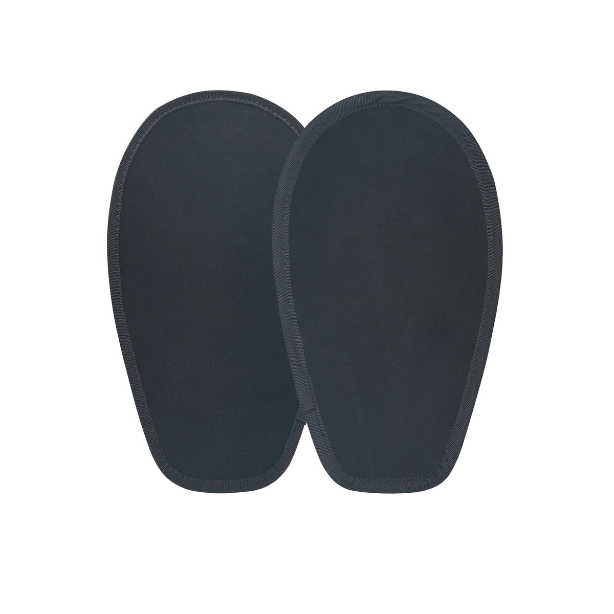 Two black neoprene knee pads shown flat against a solid white background.