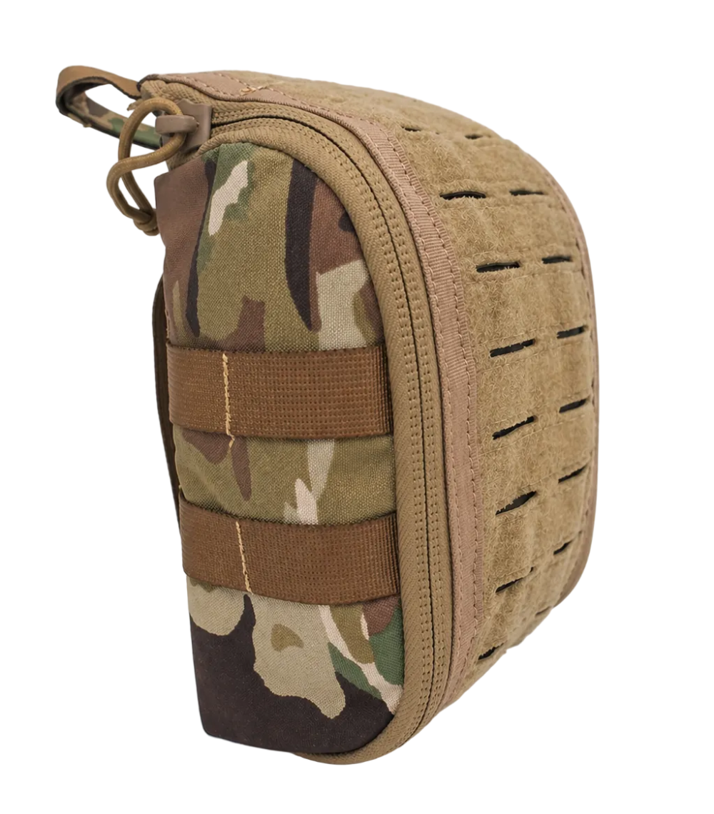 UTP Camouflage and brown tactical pouch on a white background