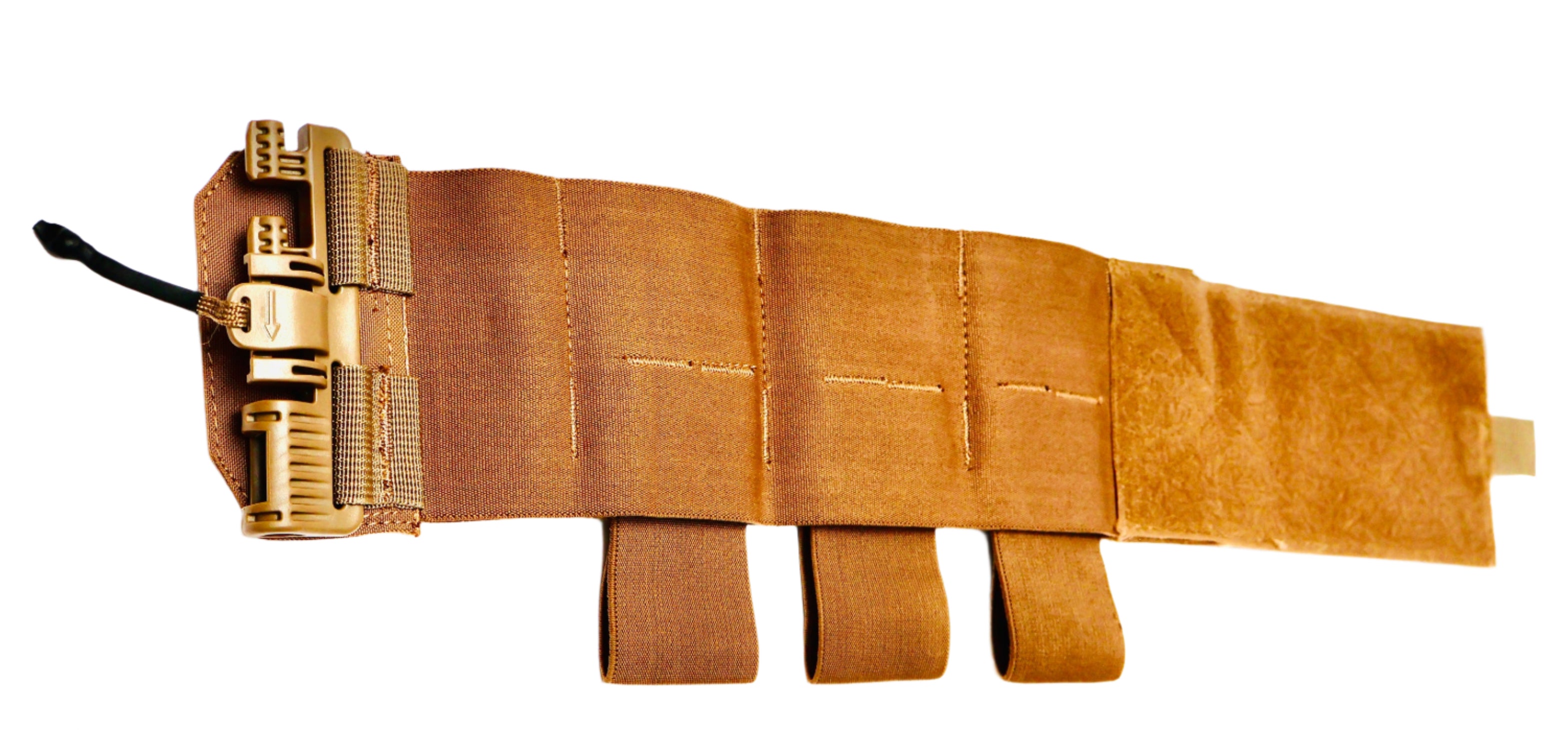 Brown tactical Belt with magazine pouch on a white surface
