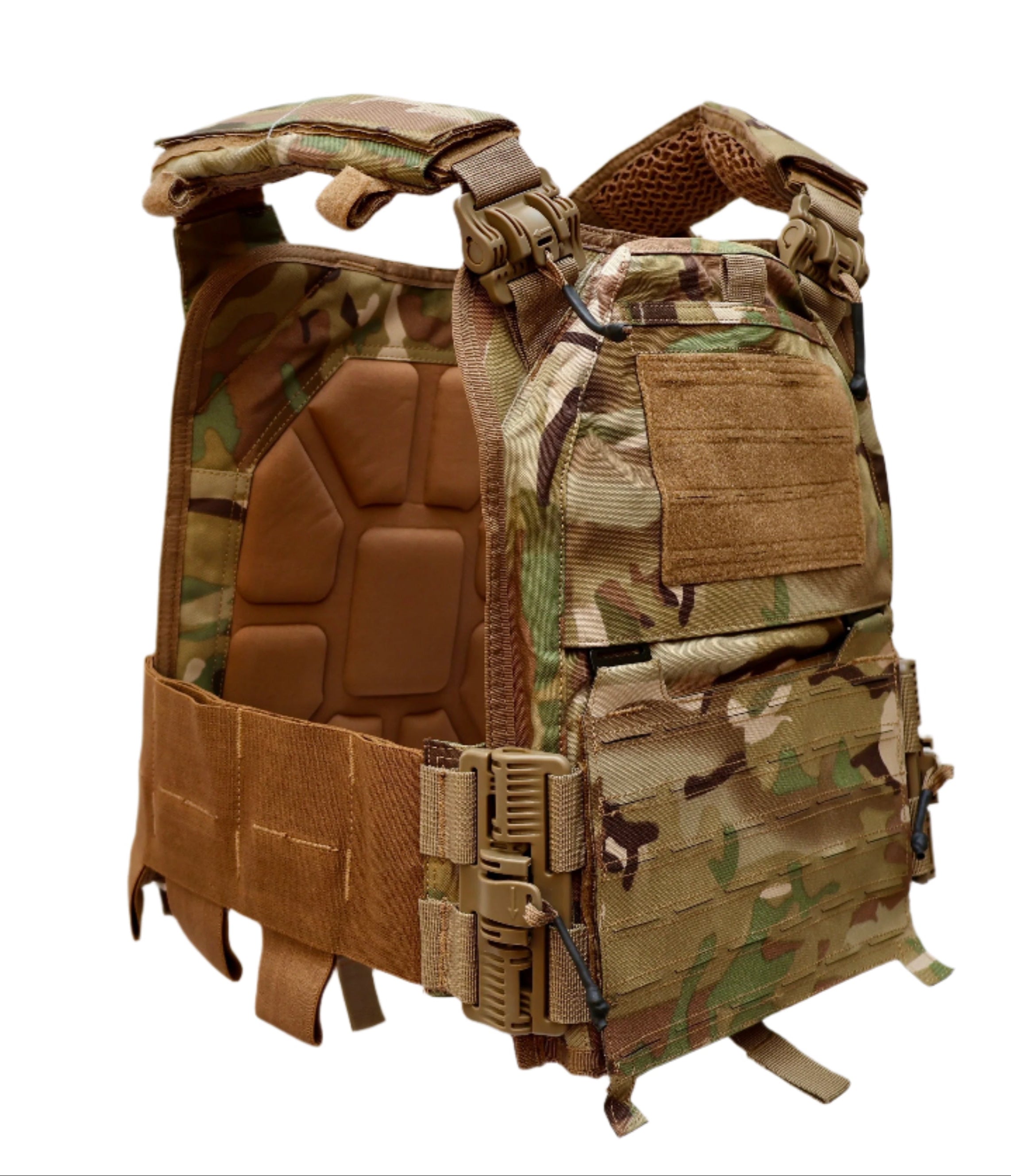 Multicam tactical vest on a white background