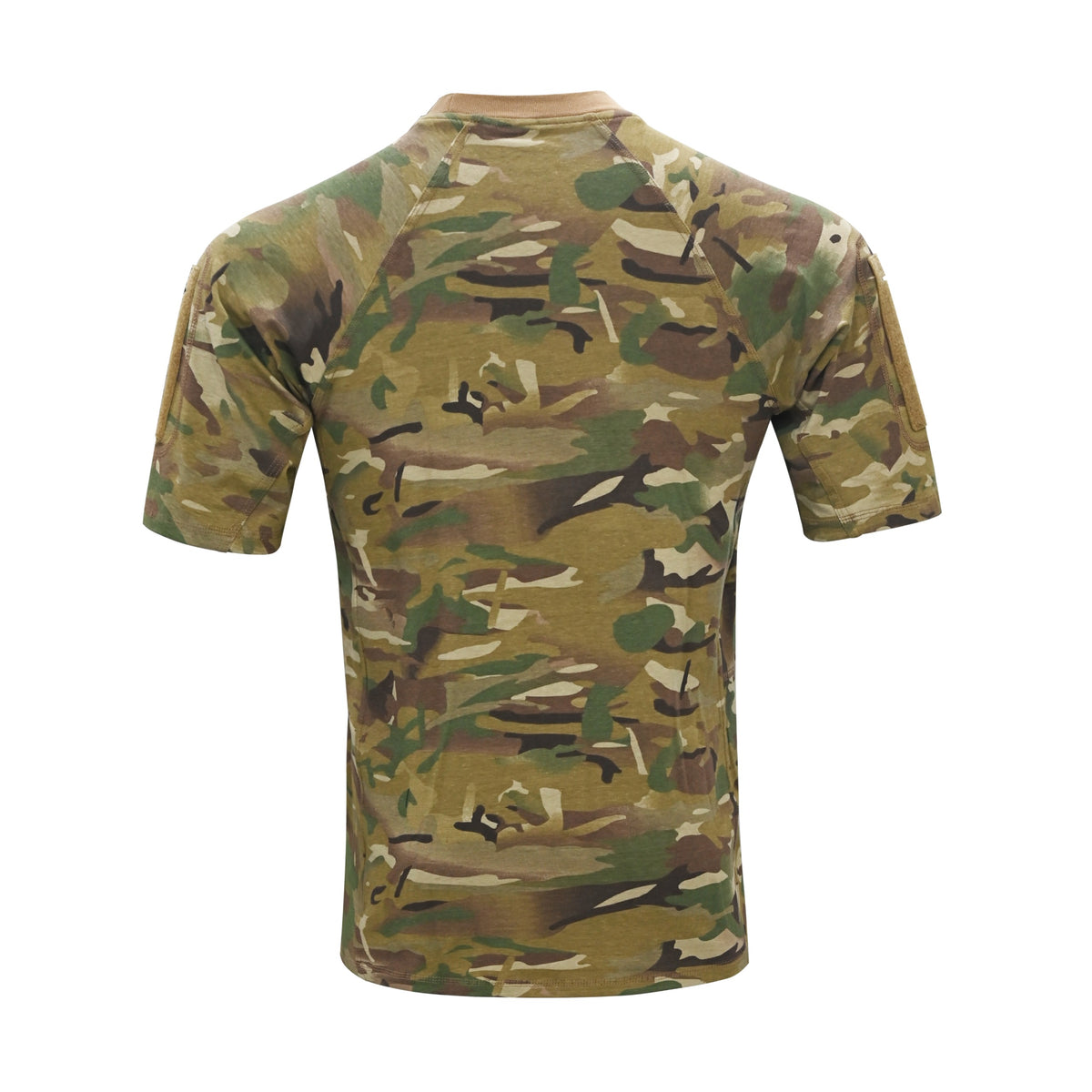 SHE-3089 INSTRUCTOR T-SHIRT A short-sleeve crewneck t-shirt with a classic UTP multi-terrain camouflage pattern, shown from the back on a solid white background.