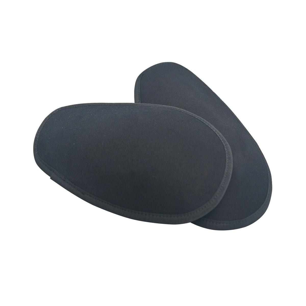 Two black neoprene or foam inserts, likely replacement cup pads or protective covers, shown overlapping on a plain white background.