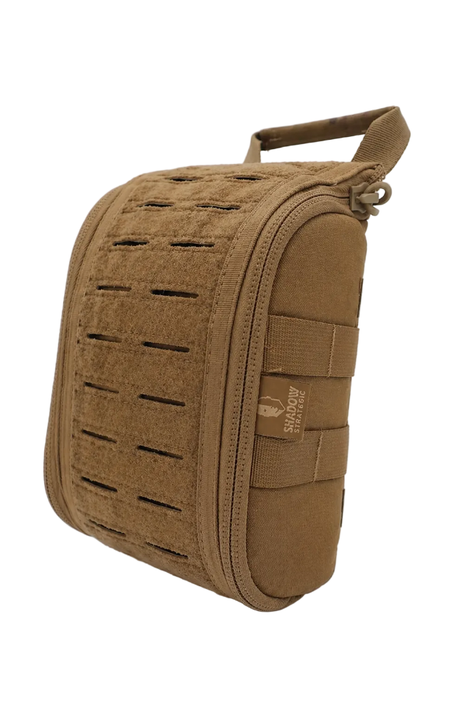 SHS-1723 IFAK MOLLE Pouch – Tactical Medical Organiser Brown tactical bag on a white background