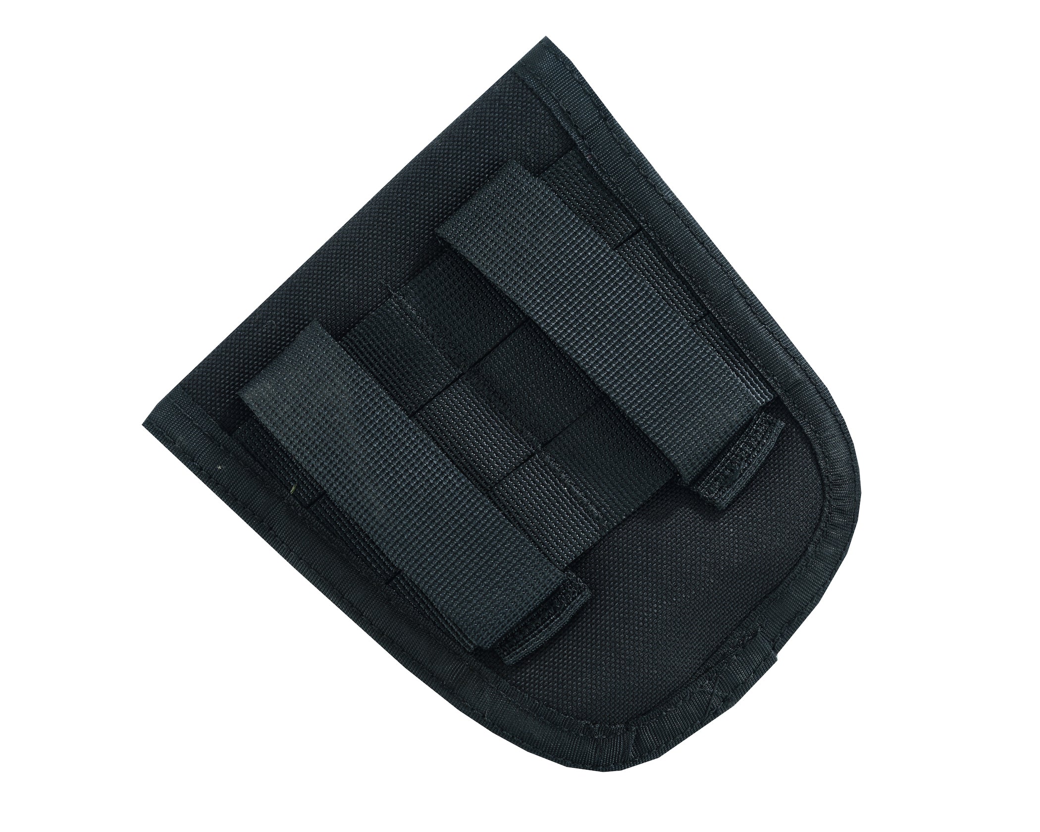 Backside view of Black colour handcuff pouch made of nylon fabric.