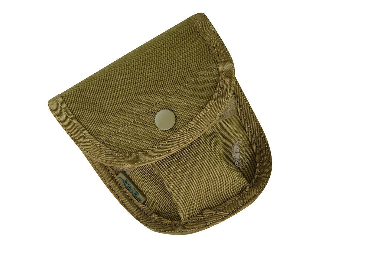 A Coyote/Tan/Sand colour handcuff pouch made of nylon fabric.