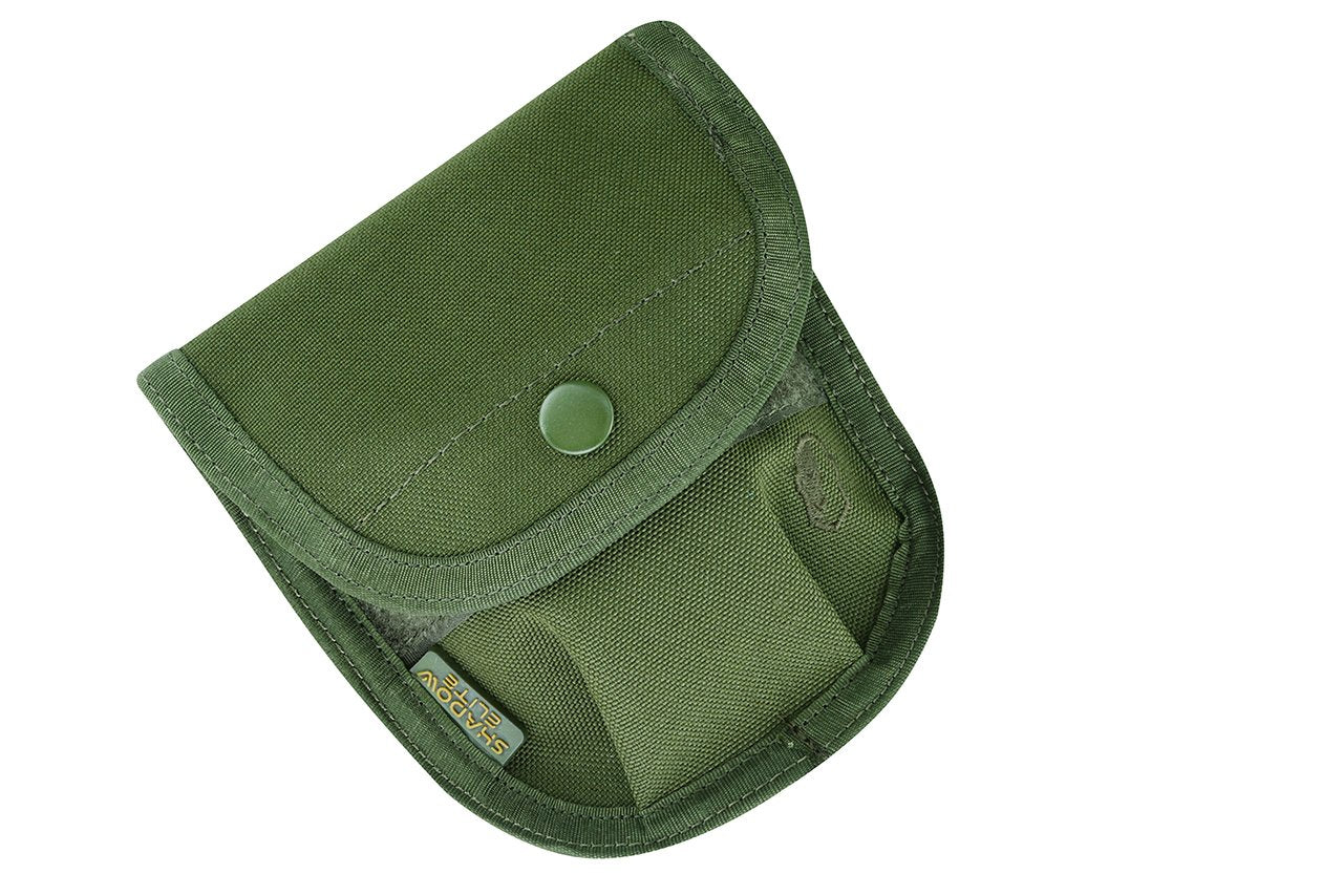 Olive or Green colour handcuff pouch made of nylon fabric.