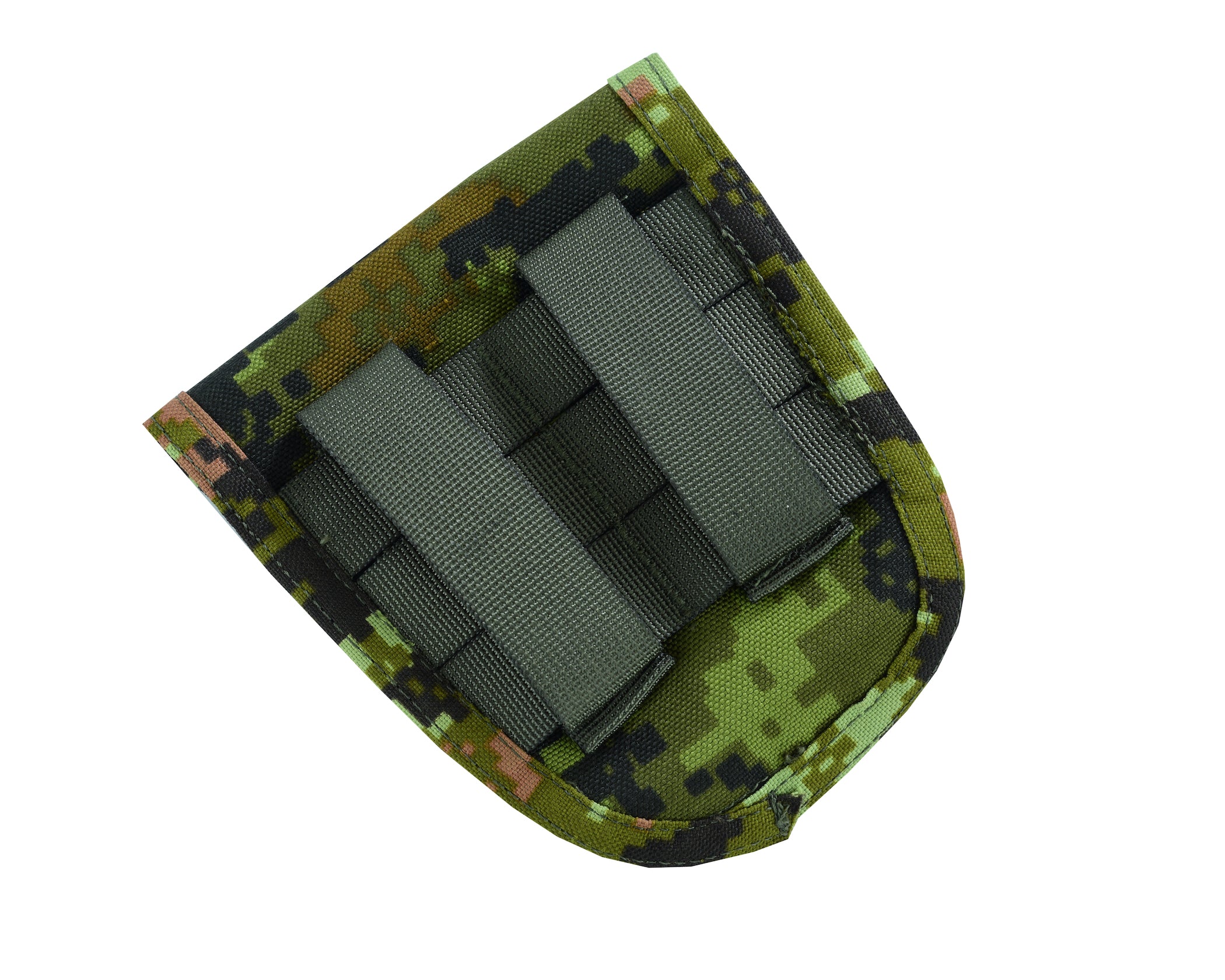 Backside view of Cadpat camo or Estonian Camouflage colour handcuff pouch made of nylon fabric.