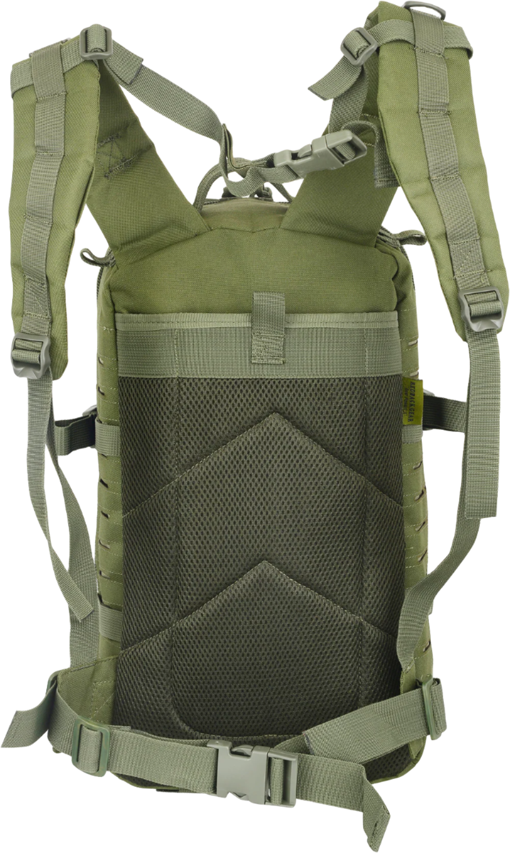 Green tactical backpack on a white background