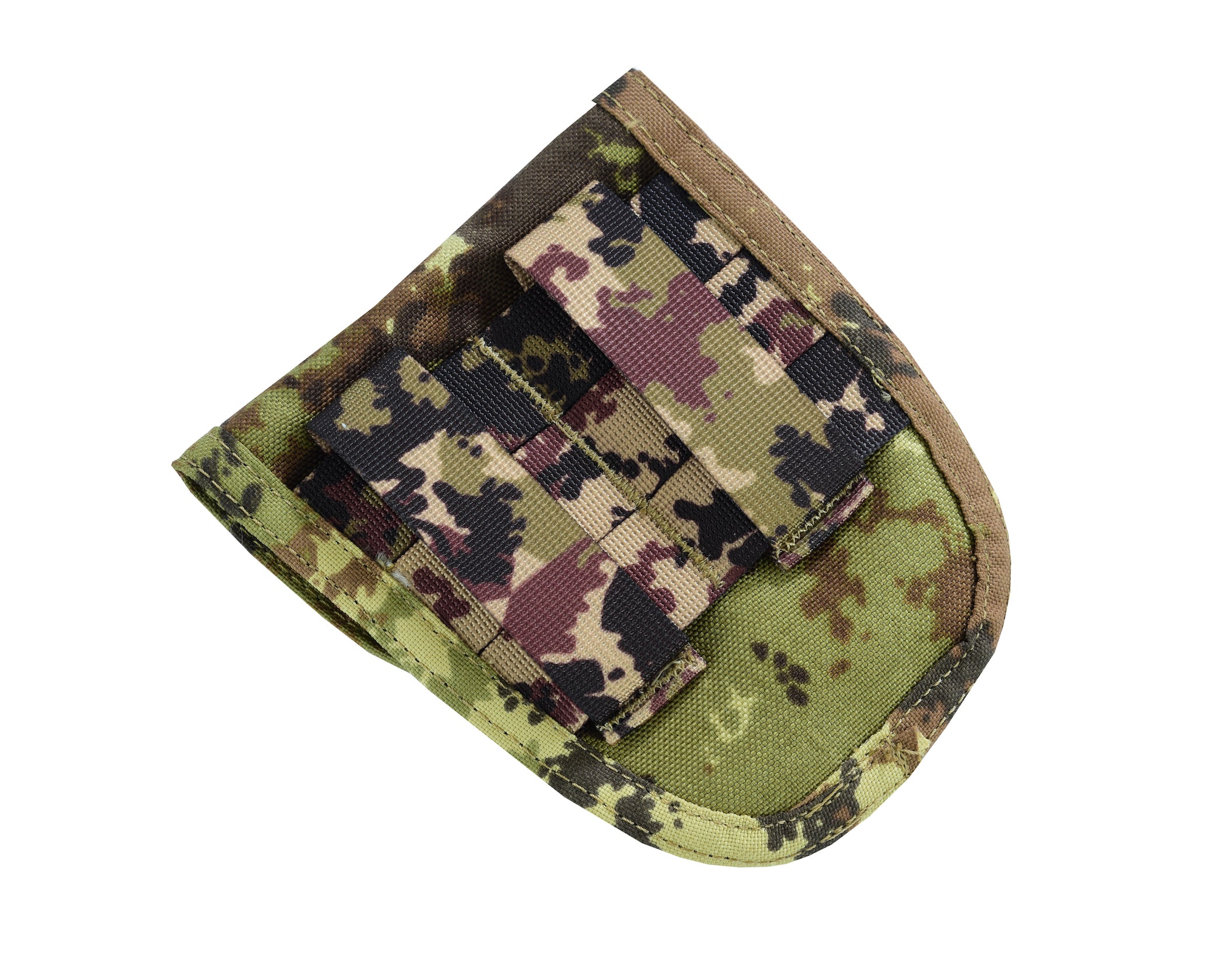 Backside view  of Italian Vegetate  camouflage patterned handcuff pouch made of nylon fabric.